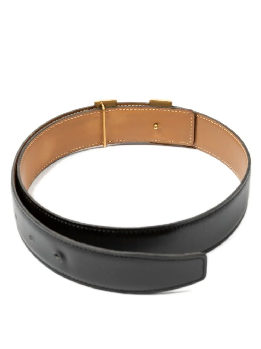 Hermes Constance Belt 32 Black Tongue Box Leather